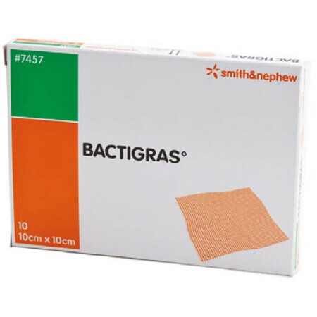 Bactigras Wondbedekking 10 x 10 cm, antiseptische tule coating met chloorhexidine acetaat 10 stuks