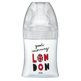 Glazen fles met sensorische functie en anti-koliek platte speen Flow 1, Londen, 0-6 maanden, 150 ml, Dodie