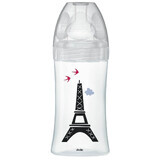 Glazen fles met sensorische functie en anti-colische platte speen Debit 2, Paris, 0-6 maanden, 270 ml, Dodie