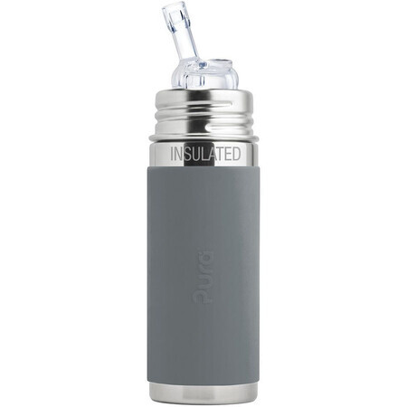 Bouteille thermos Pura ® avec paille grise 260 ml