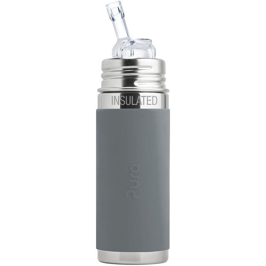 Bouteille thermos Pura ® avec paille grise 260 ml