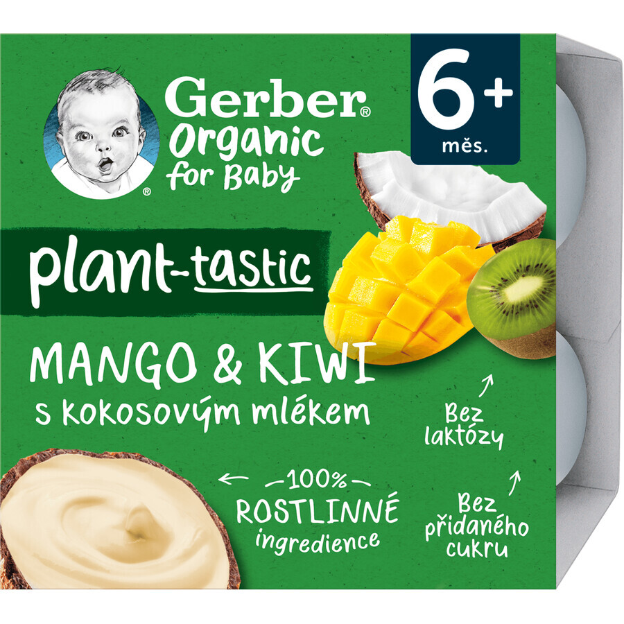 Gerber Bio 100% plantaardig mango en kiwi toetje met kokosmelk 4 x 90 g