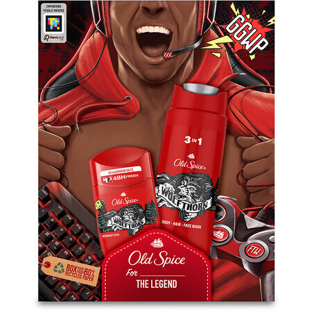 Old Spice Gamer voor mannen - geschenkset met deodorantstick en Wolfthorn douchegel met tropische citrussmaak