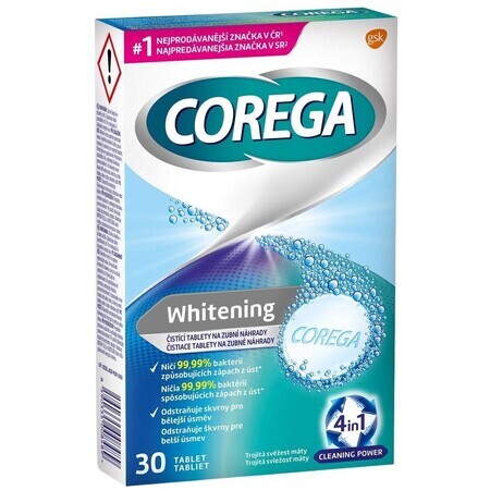 Corega Whitening gebitreinigingstabletten 30 stuks