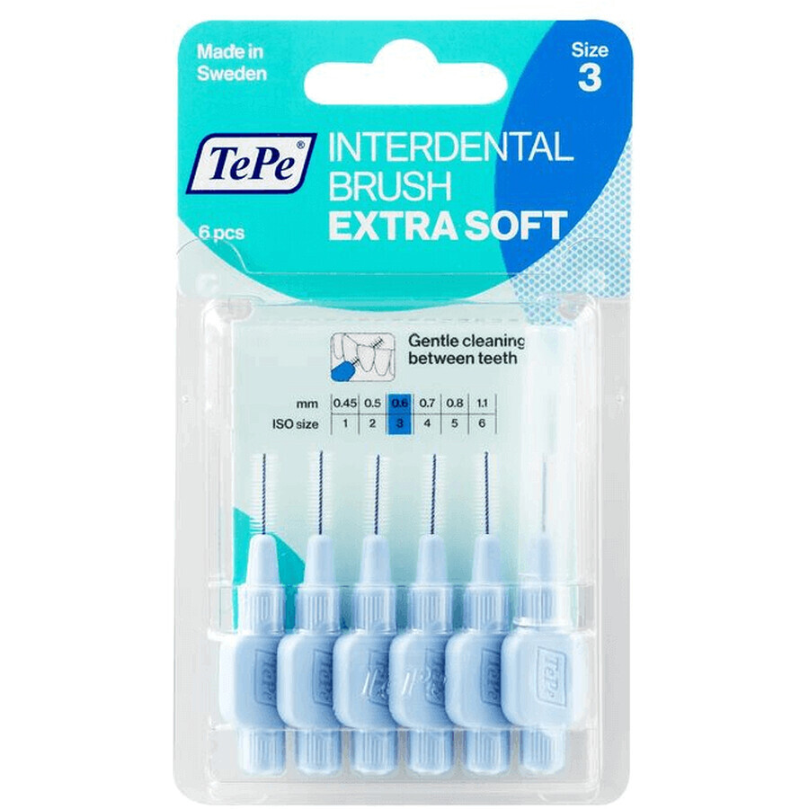 TePe Extra zachte interdentale ragers 0,6mm lichtblauw 6 stuks