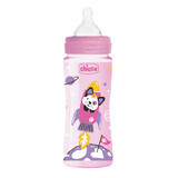 Fles WB PP silicone speen met normale doorstroom roze, 330 ml, +4 maanden, Chicco