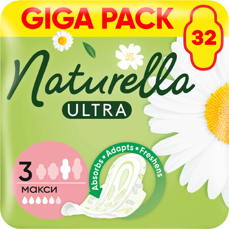 Naturella Ultra Maxi dimensiunea 3 șervețele sanitare cu aripiUltra Maxi dimensiunea 3 șervețele sanitare cu aripi 32 buc