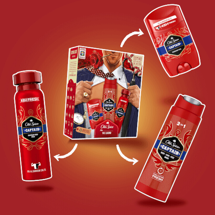 Old Spice Gentleman: set van vaste deodorant + deodorant spray en Captain douchegel met sandelhout en citrusnoten