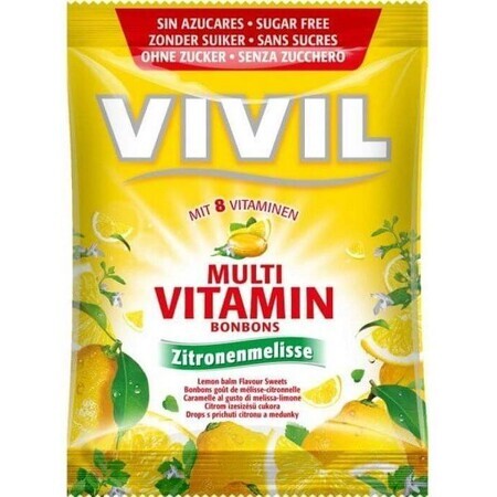 Vivil Bonbons multivitaminedruppels met citroensmaak en citroenmelisse suikervrij 60 g