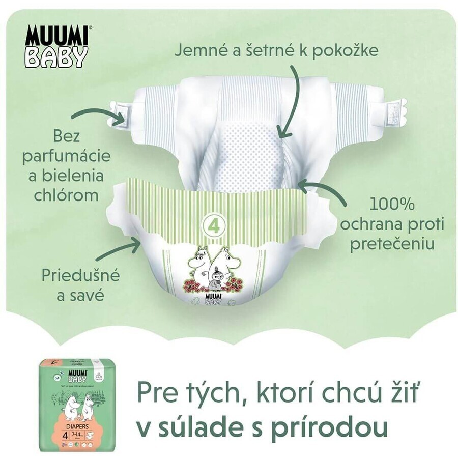 Muumi Baby 4 Maxi 7-14 kg, paquete mensual de pañales ecológicos, 138 unidades