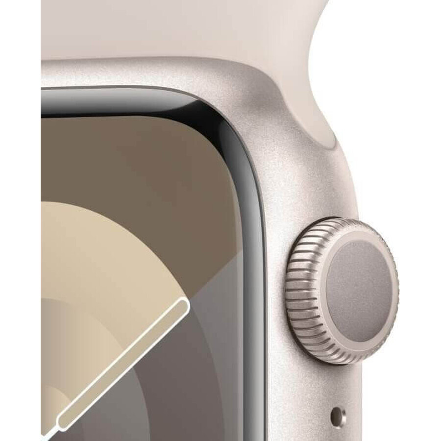 Apple Watch Series 9 GPS 41mm Starlight Aluminium Behuizing met Starlight Sport Strap - S/M