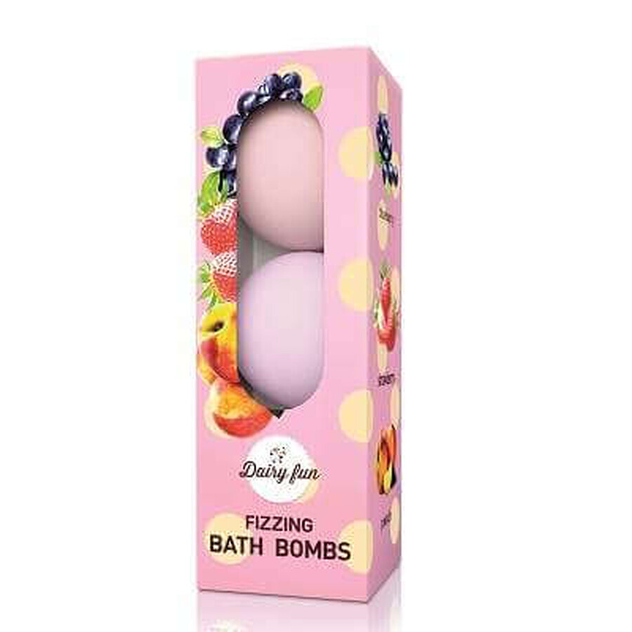 Boules de bain aux myrtilles, fraises et pêches, Dairy Fun, 3 pièces, Delia Cosmetics