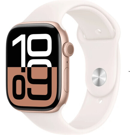 Apple Watch Series 10 GPS + Cellular 42mm Roségoud Aluminium Behuizing met Sportband Lichtroze - M/L