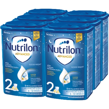 Fórmula de leche en polvo de continuación Nutrilon 2 Good Night para un sueño reparador. 6 x 800 g