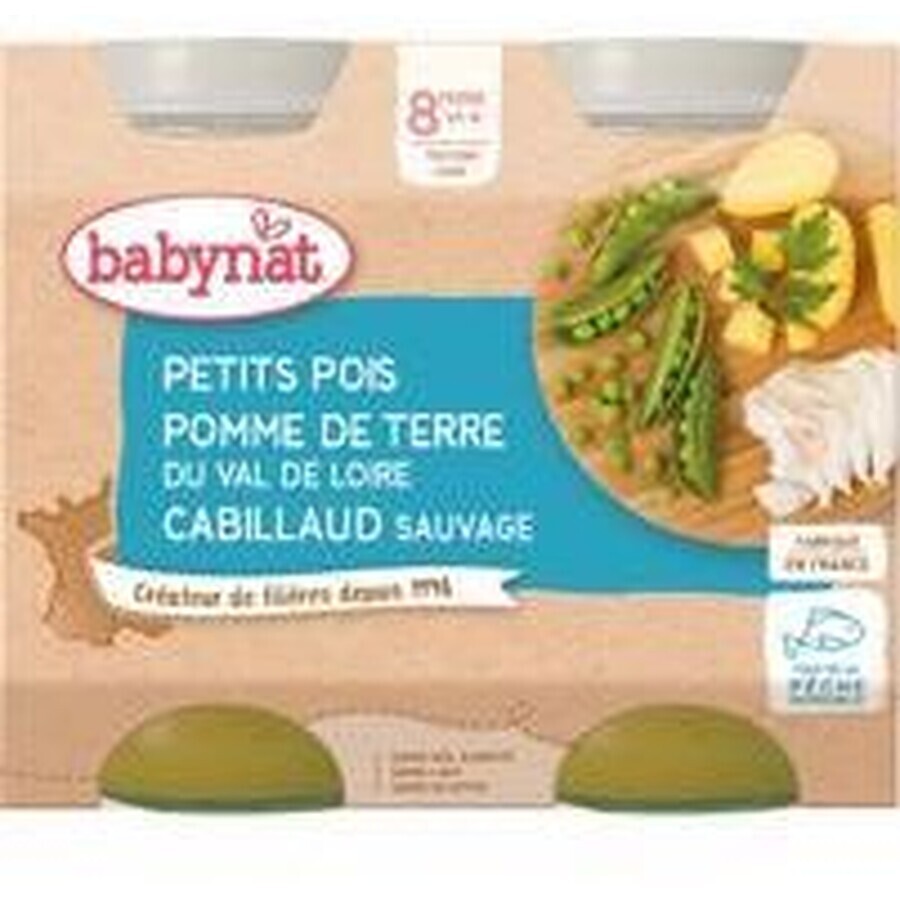 Menu Babybio erwten en aardappelen met kabeljauw 2 x 200 g