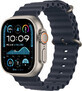 Apple Watch Ultra 2 (2024) 49 mm, natuurlijk titanium met marineblauw oceaan horlogebandje