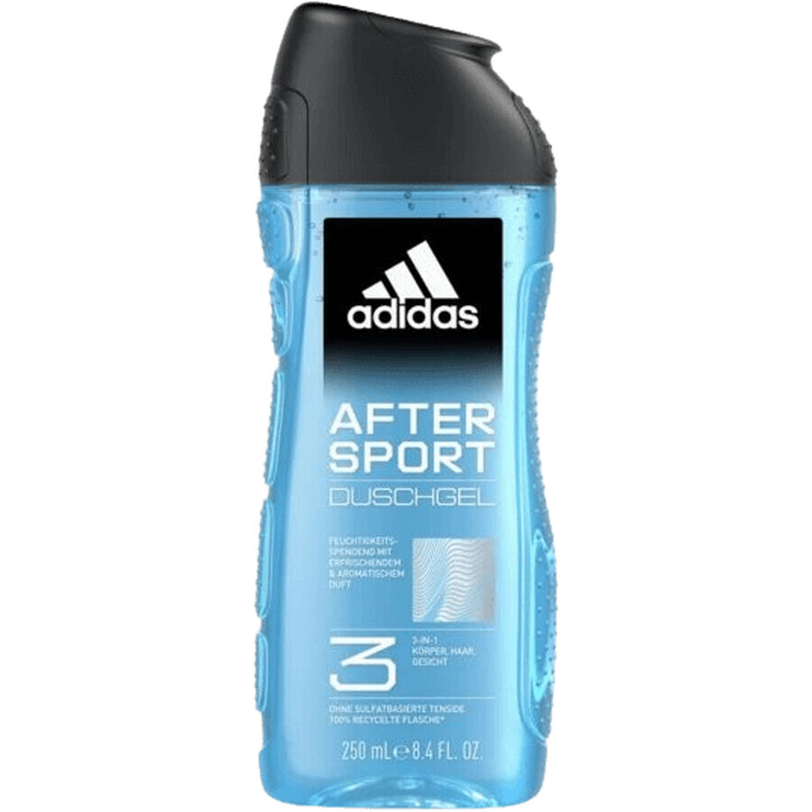 Adidas After Sport 3in1 gel doccia per corpo, capelli e pelle per uomo 250 ml