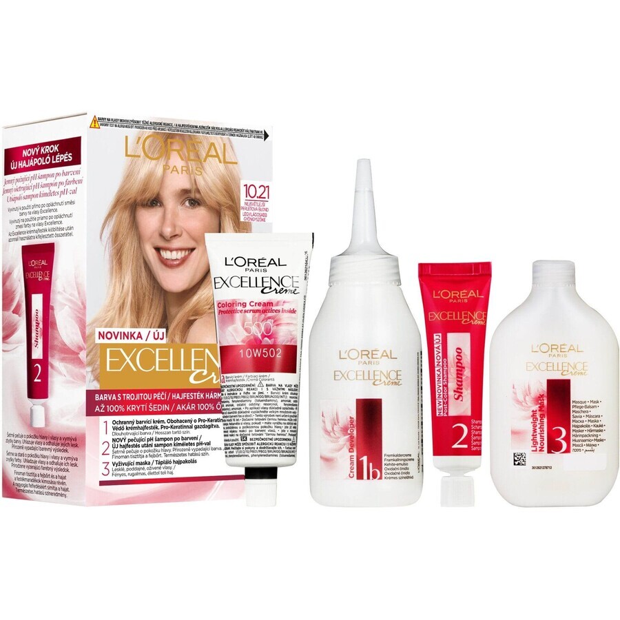 L'Oréal Paris Excellence Créme 10.21, the lightest pearly blonde