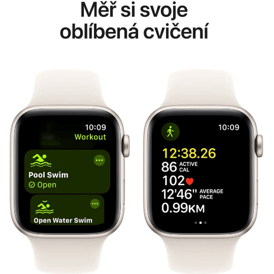 Apple Watch SE GPS 40mm Starlight 40mm aluminium behuizing met Starlight sportband - M/L