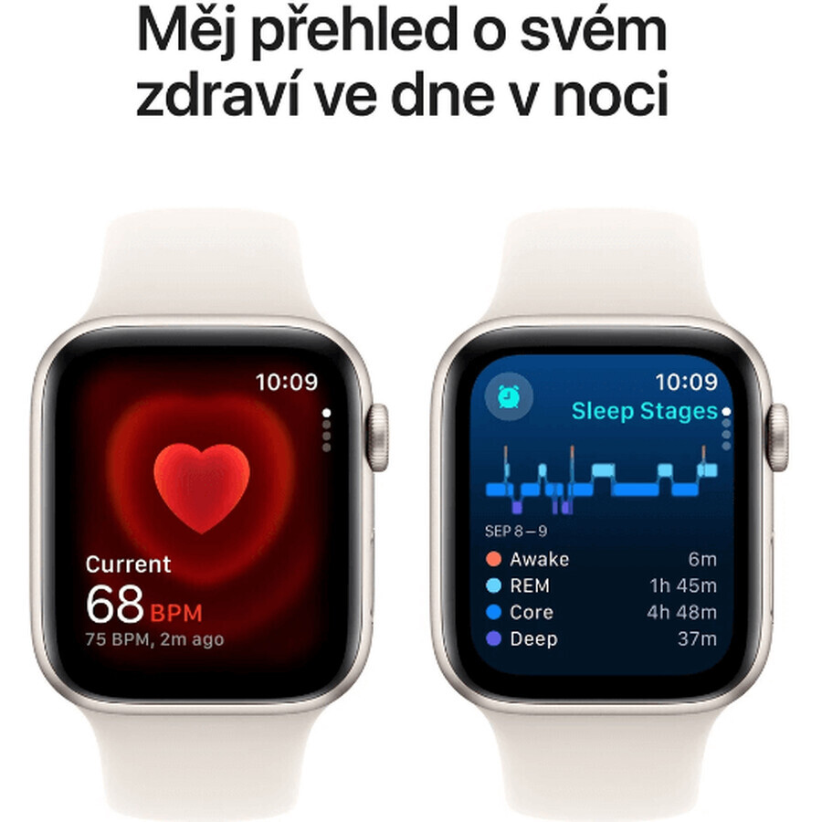 Apple Watch SE GPS 40mm Starlight 40mm aluminium behuizing met Starlight sportband - M/L