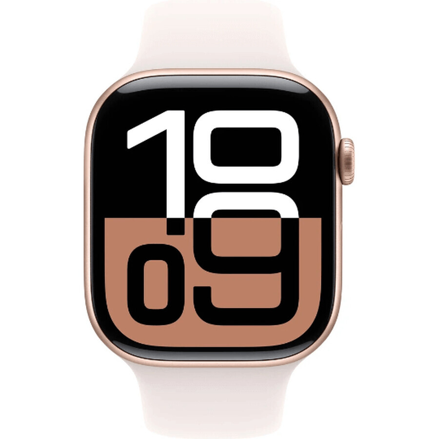 Apple Watch Series 10 GPS + Cellular 46mm Roségoud Aluminium Behuizing met Sportband Lichtroze - M/L