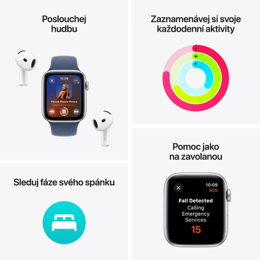 Apple Watch SE GPS 44mm Silber Aluminium Gehäuse mit Sport Schnalle Blau Wolke