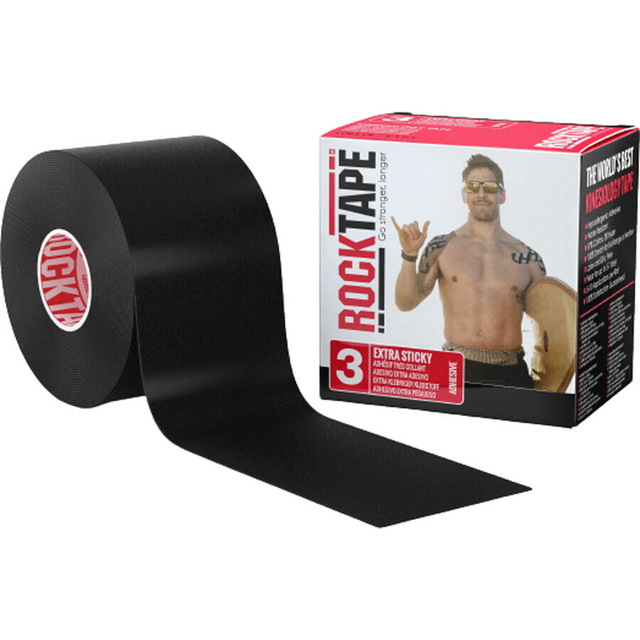 Cinta kinesiológica RockTape H2O - negra 5 cm x 5 m