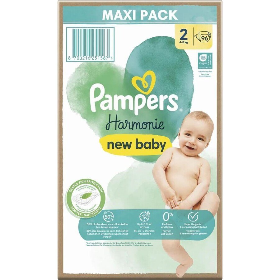 Pampers Harmonie Baby taille 2, 96 pièces