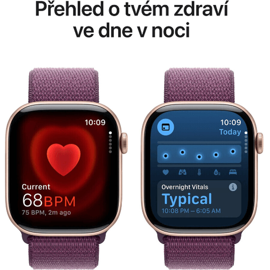 Apple Watch Series 10 GPS + Cellular 46mm Roségoud Aluminium Behuizing met Sport Buckle Plum