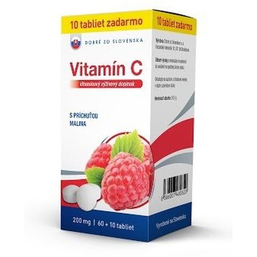 Goed uit Slowakije DZSK Vitamine C 200 mg smaak MALINA 70 tabletten