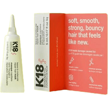 K18 Hairscience Biomimetic No Rinse Regenererend Haarmasker 5 ml