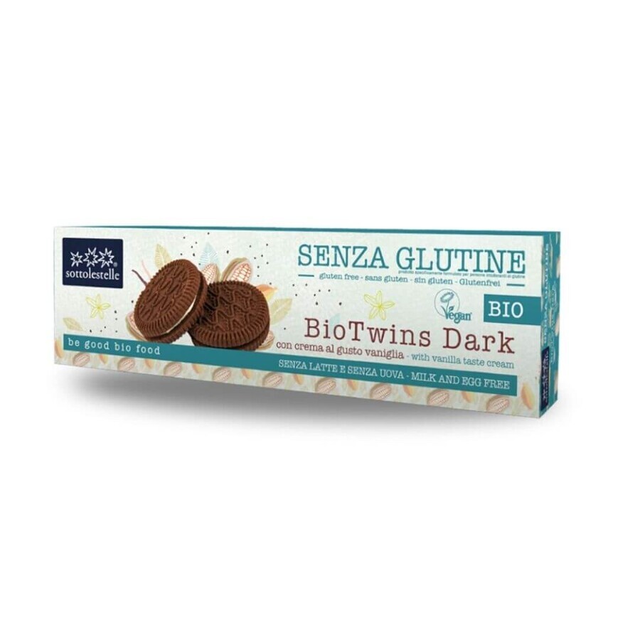 Biscotti con crema alla vaniglia Biotwins Fondenti, 125 gr, Sottolestelle