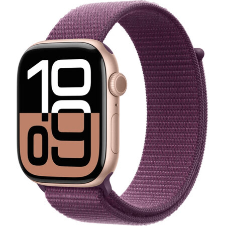 Apple Watch Series 10 GPS 46mm Roségoud Aluminium Behuizing met Sport Gesp Plum