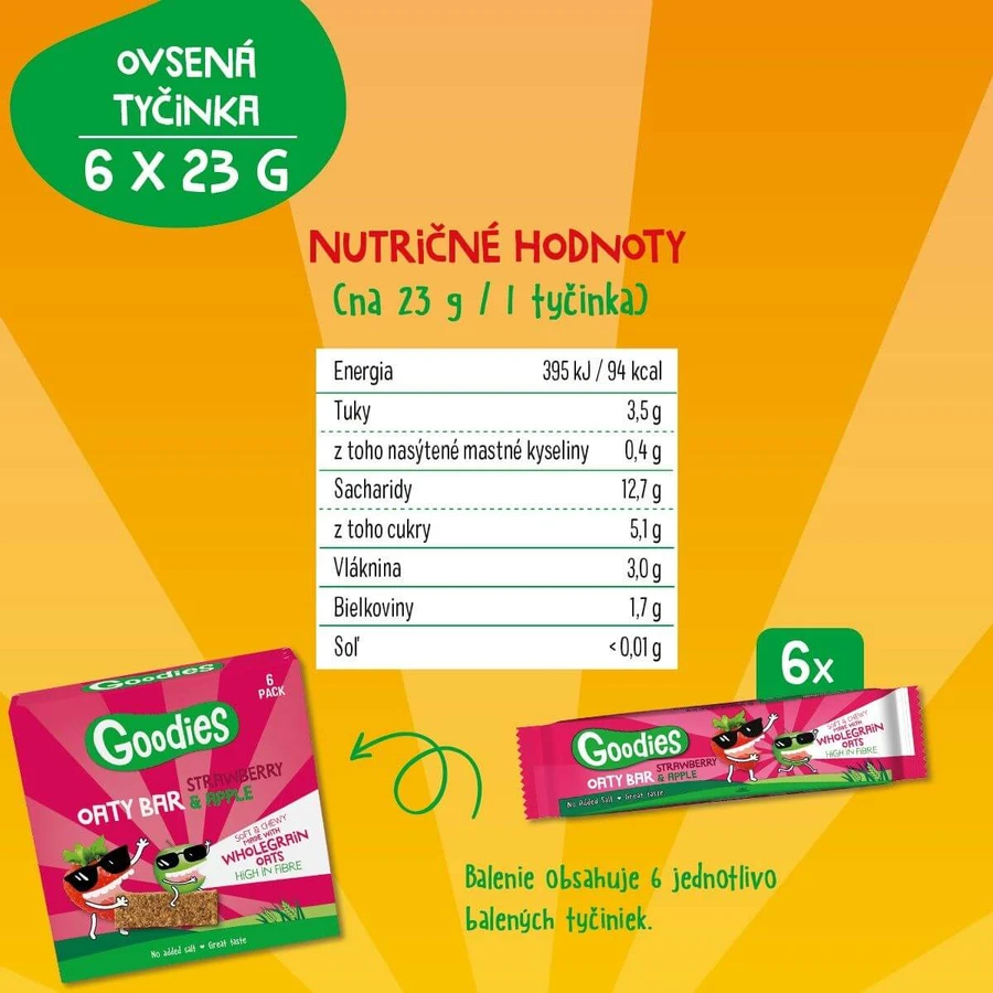 Goodies Batoane de ovăz căpșuni și mere 6 x 23 g