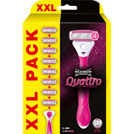 Wilkinson Sword Quattro XXL damesscheermes + reservekopjes 8 stuks