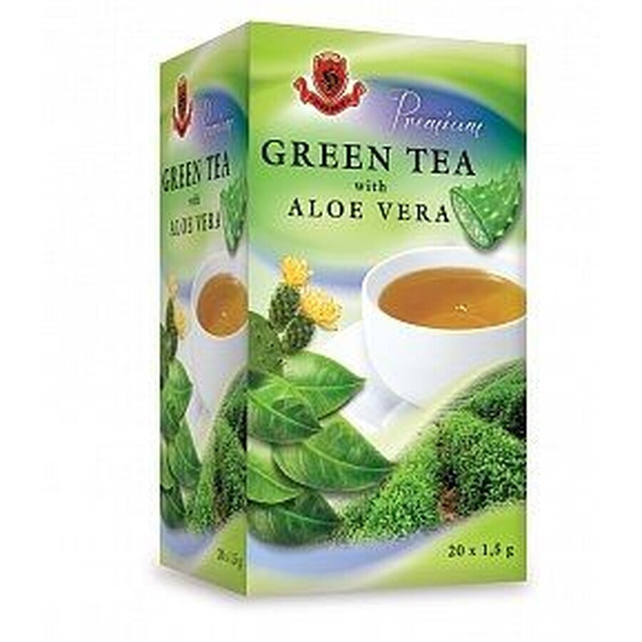 Herbex Premium Ceai verde cu Aloe vera, 20 x 1,5 g