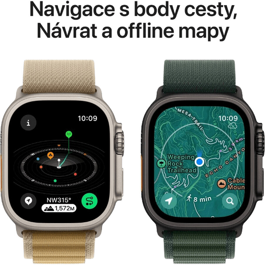 Apple Watch Ultra 2 (2024) 49 mm, natuurlijk titanium met Milanees handvat in natuurlijk titanium M