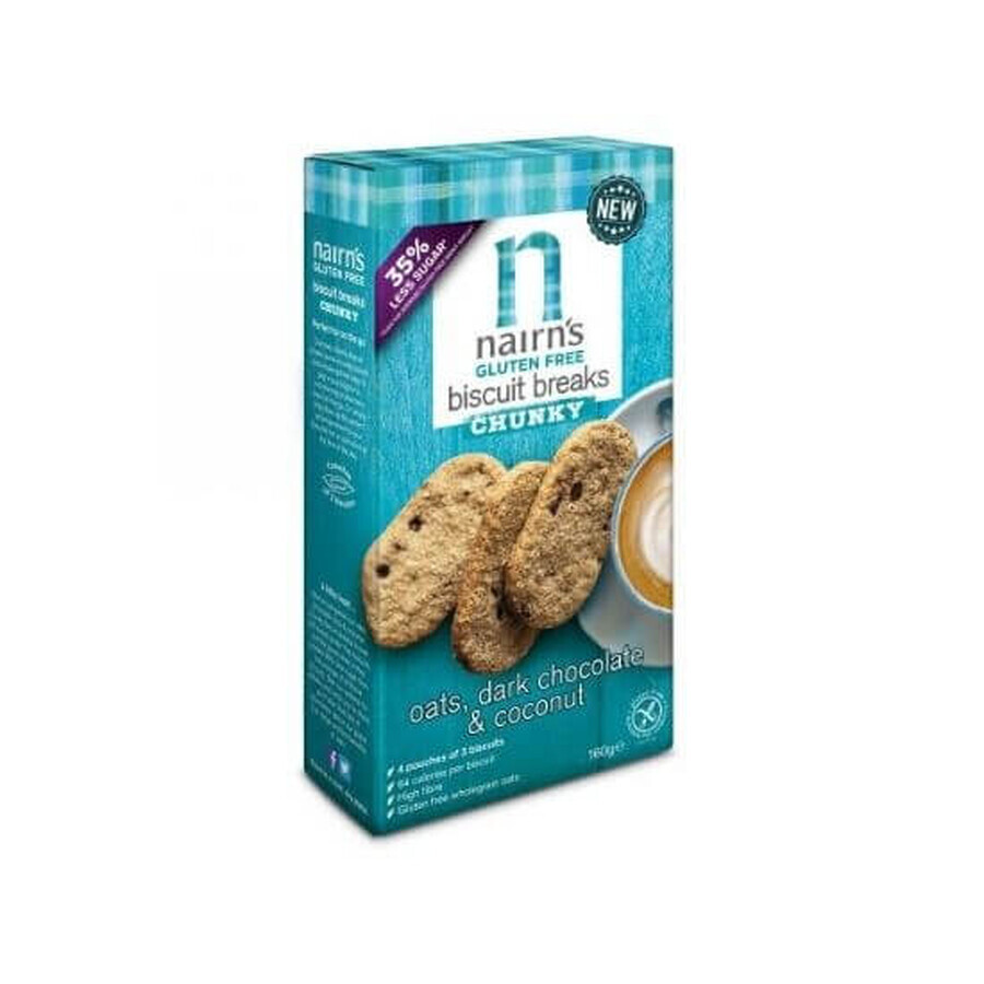 Oat biscuits with coconut and gluten-free dark chocolate, 160 g, Nairns