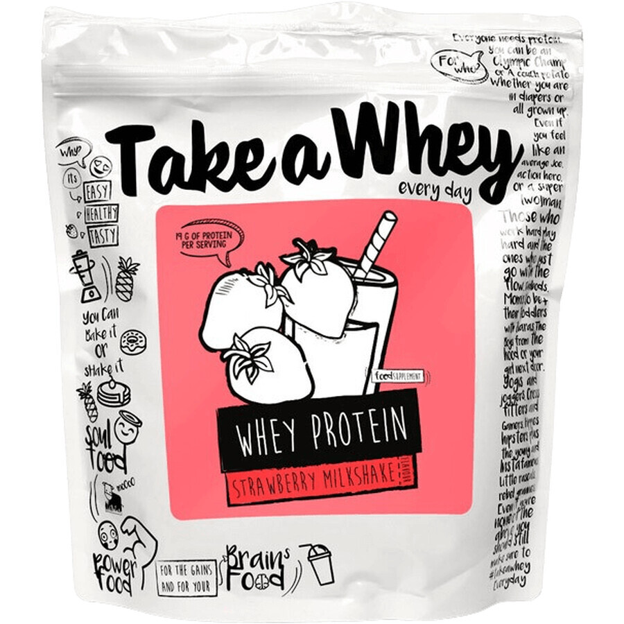 Neem een Whey Proteïne aardbeienmilkshake 907 g