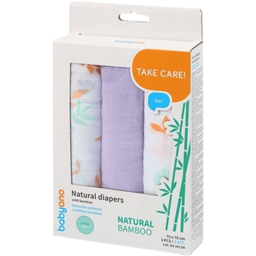 BabyOno Windel Bamboo - Violett 3 Stück