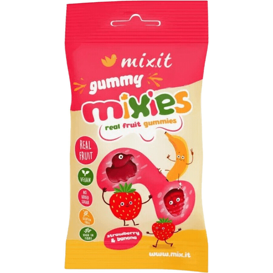 Mixit Gummy Mixies - Aardbeien en Bananen - natuurlijke geleisnoepjes 35 g