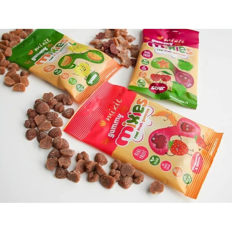 Mixit Gummy Mixies - Aardbeien en Bananen - natuurlijke geleisnoepjes 35 g