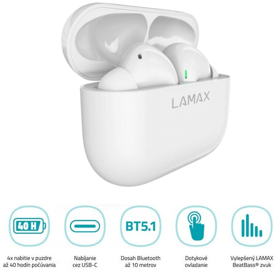 LAMAX Clips1 blanc Casque sans fil TWS, blanc