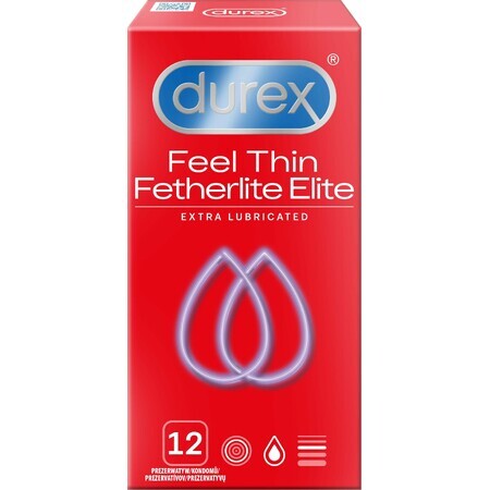 Durex Voel Thin Fetherlite Elite Extra Extra Gesmeerd Voel Thin Condooms 12 stuks