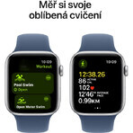 Apple Watch SE GPS 40mm Zilverkleurige aluminium behuizing met denim sportband - M/L