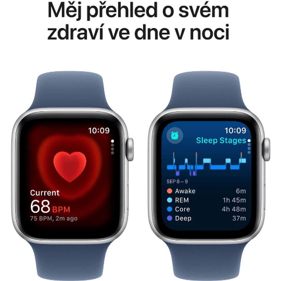 Apple Watch SE GPS 40mm Zilverkleurige aluminium behuizing met denim sportband - M/L