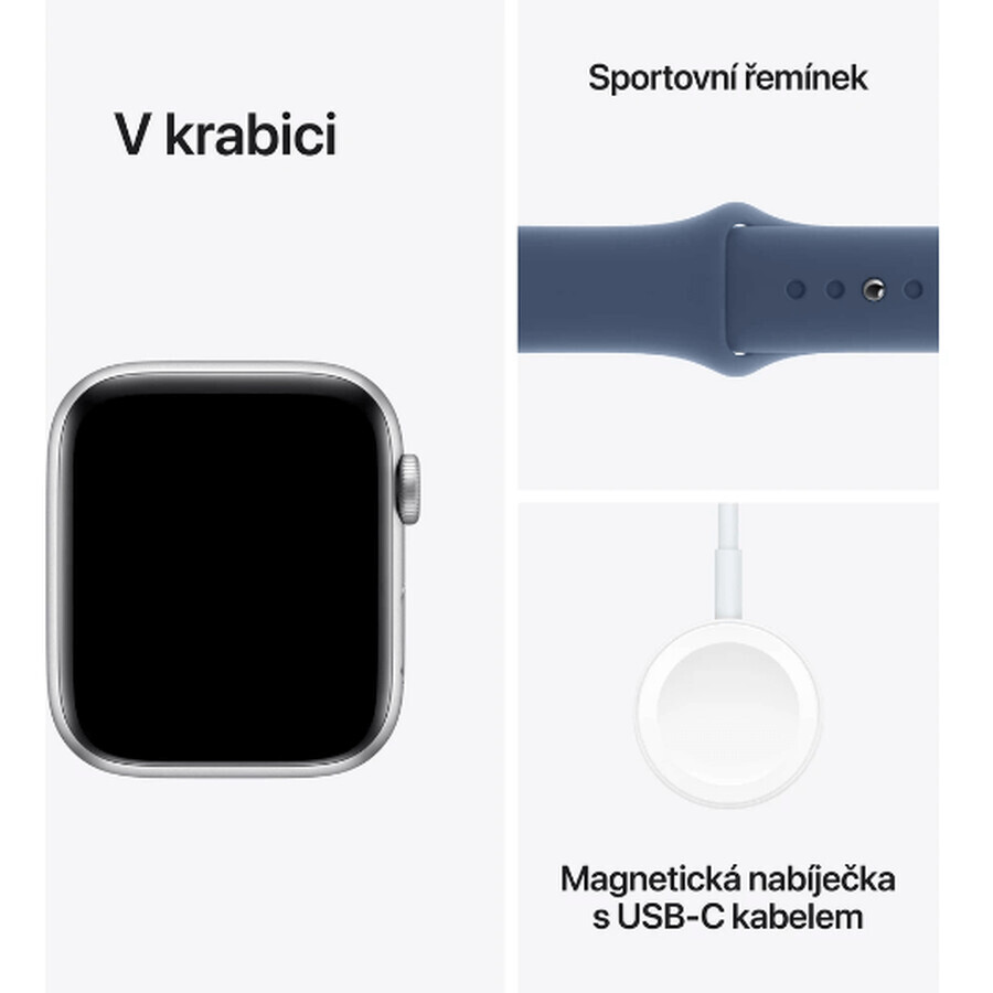 Apple Watch SE GPS 40mm Zilverkleurige aluminium behuizing met denim sportband - M/L