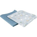 Canpol babies Muslin diapers Bonjour Paris, blue, 70x70 cm, 2 pieces