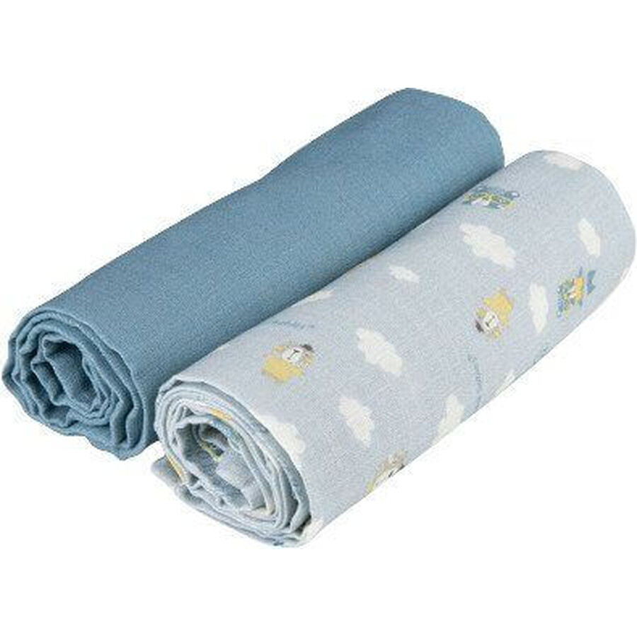 Canpol babies Muslin diapers Bonjour Paris, blue, 70x70 cm, 2 pieces