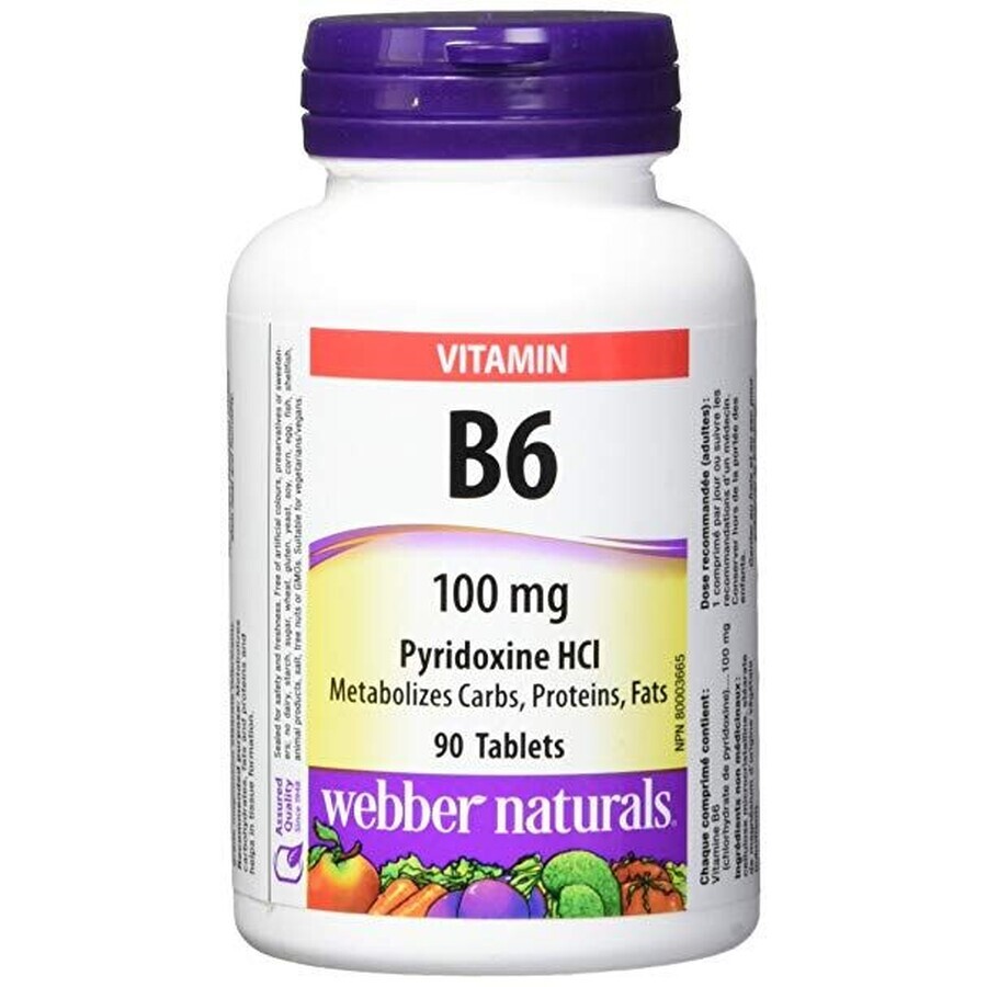 Webber Naturals Vitamine B6 (pyridoxine) 100 mg, 90 tabletten